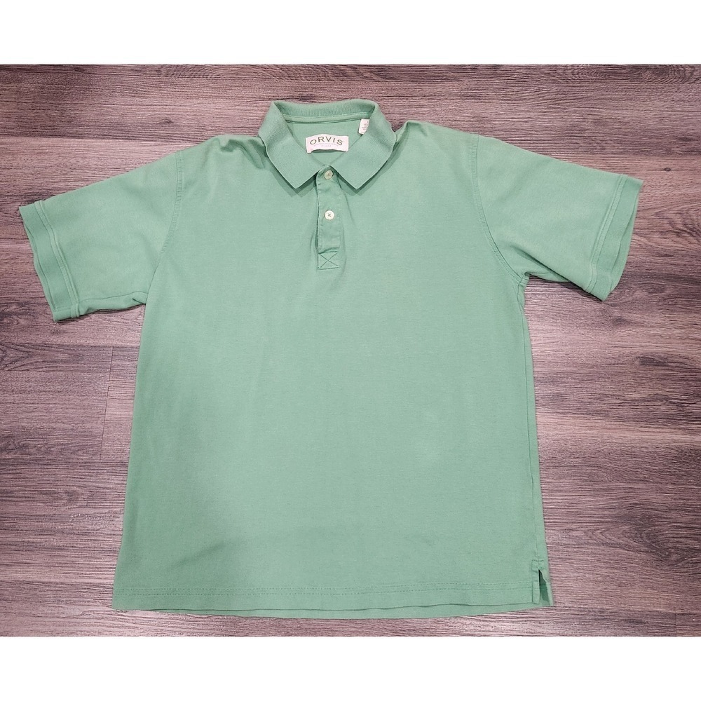 Orvis Pima Cotton Polo‎ Shirt Short Sleeve Casual Green Mens Large